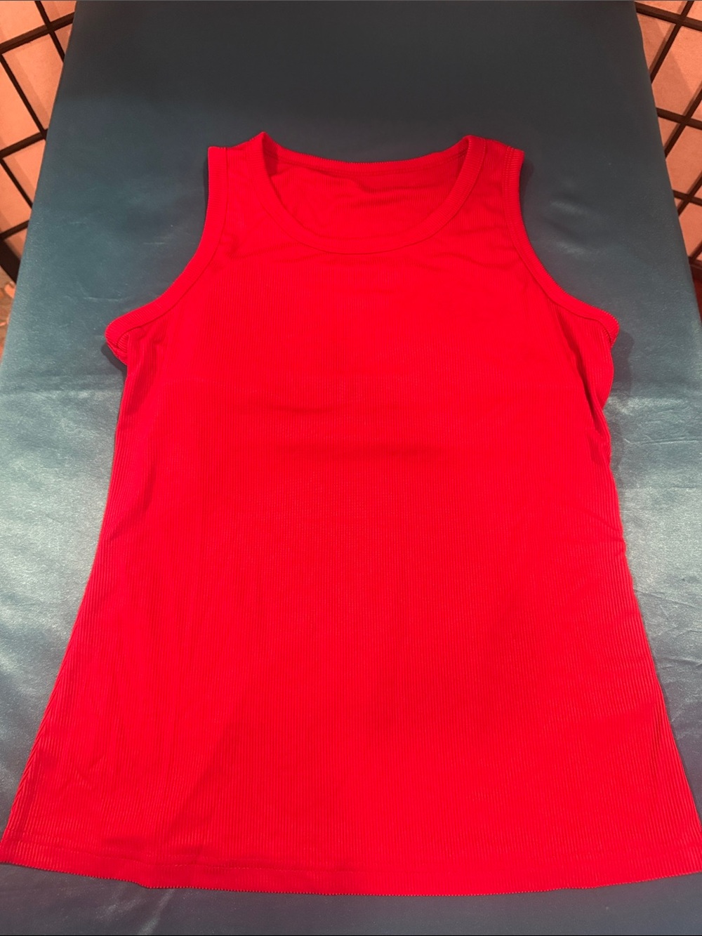 Women's Ribbed Red Tank Top - Sleeveless Crewneck